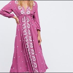Free People Embroidered Fable Midi Dress - Pink